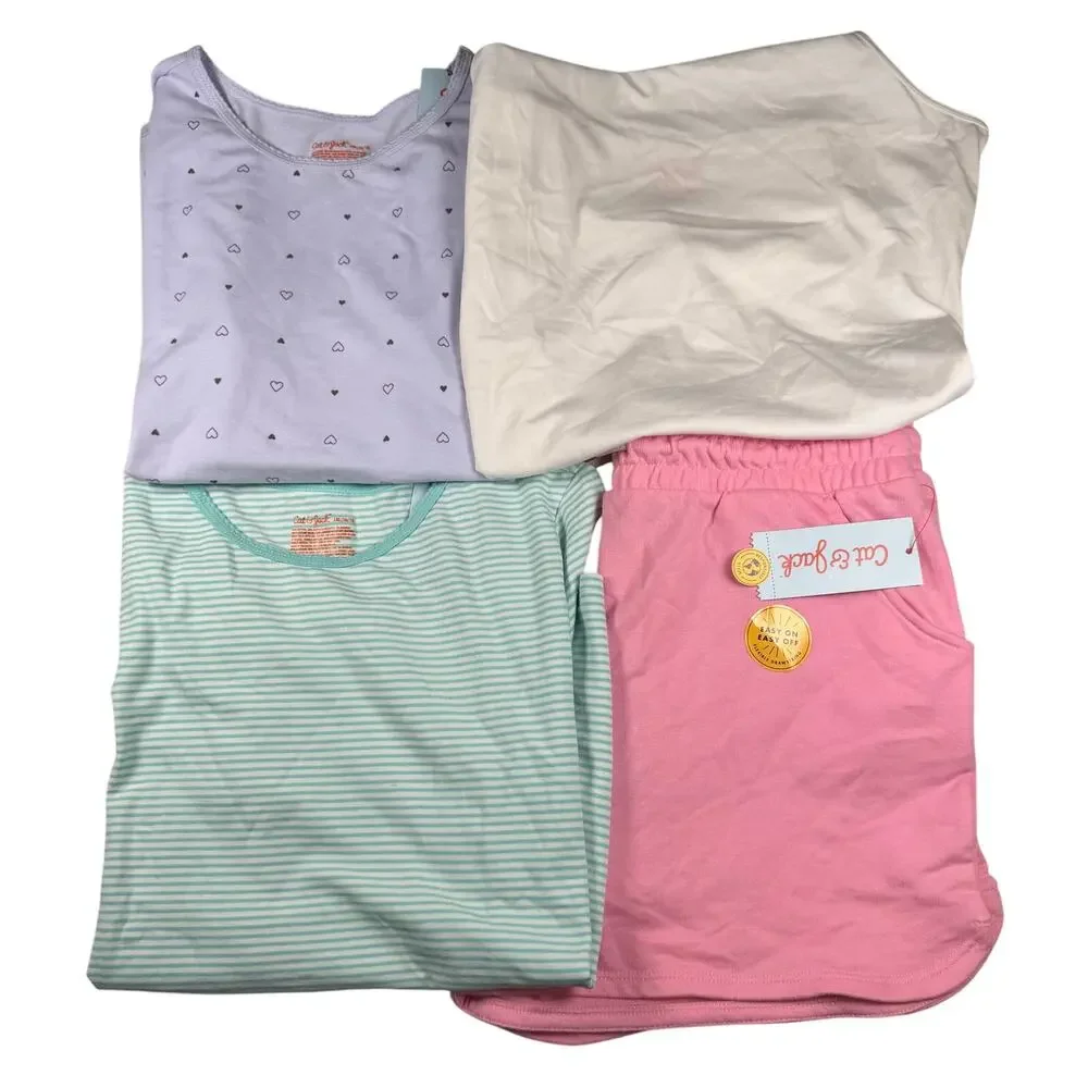 Cat & Jack Summer Lot Girls XXL 16/18 Shirts Tank Top Shorts 4 Piece NWT